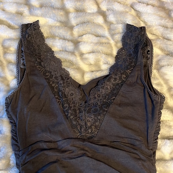 Express Ruched Dress Gray with Lace sz small - Picture 4 of 6